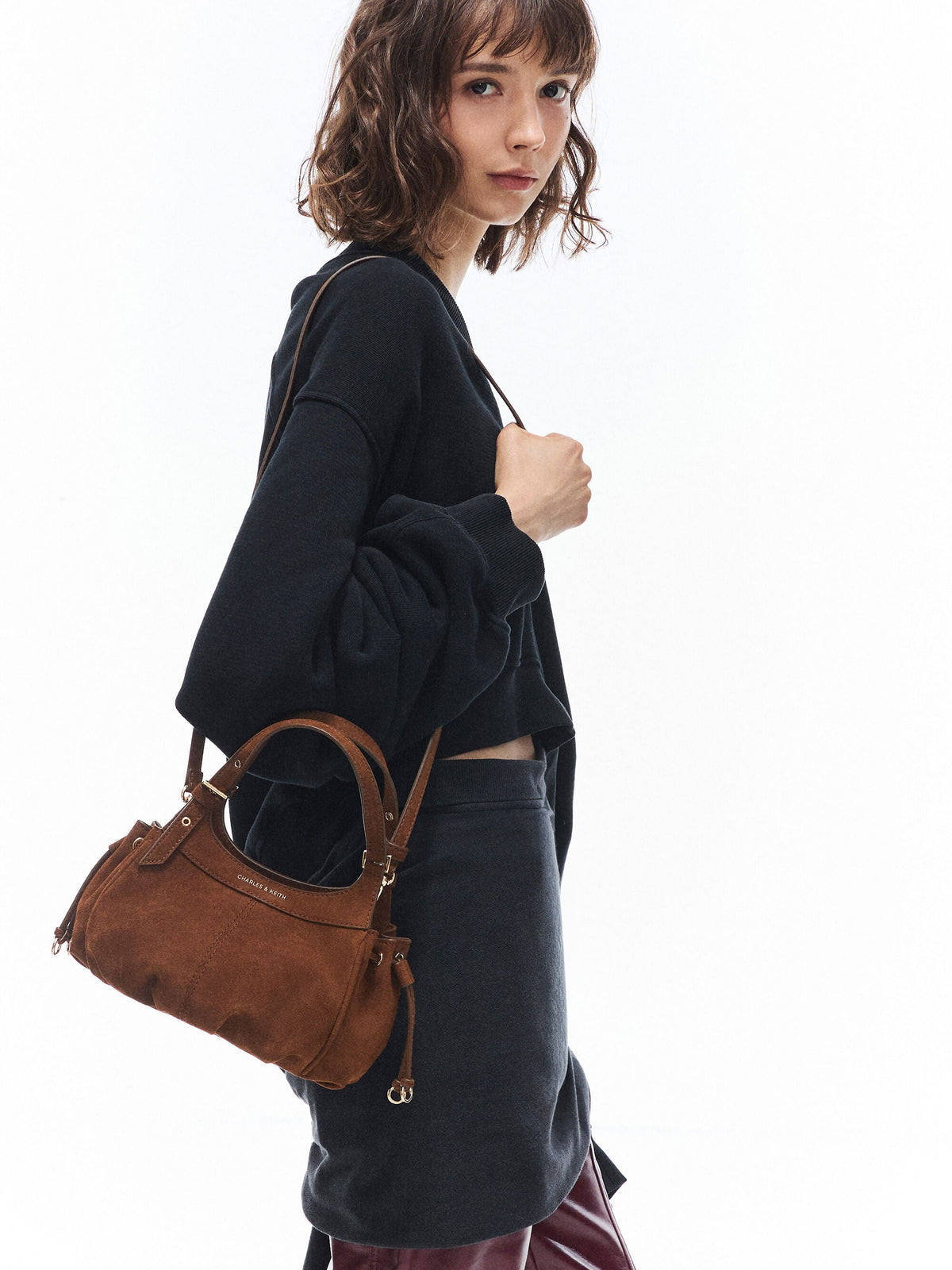 CHARLES & KEITH Exclusive / Mini Lillith Drawstring Bucket Bag - Pecan Brown