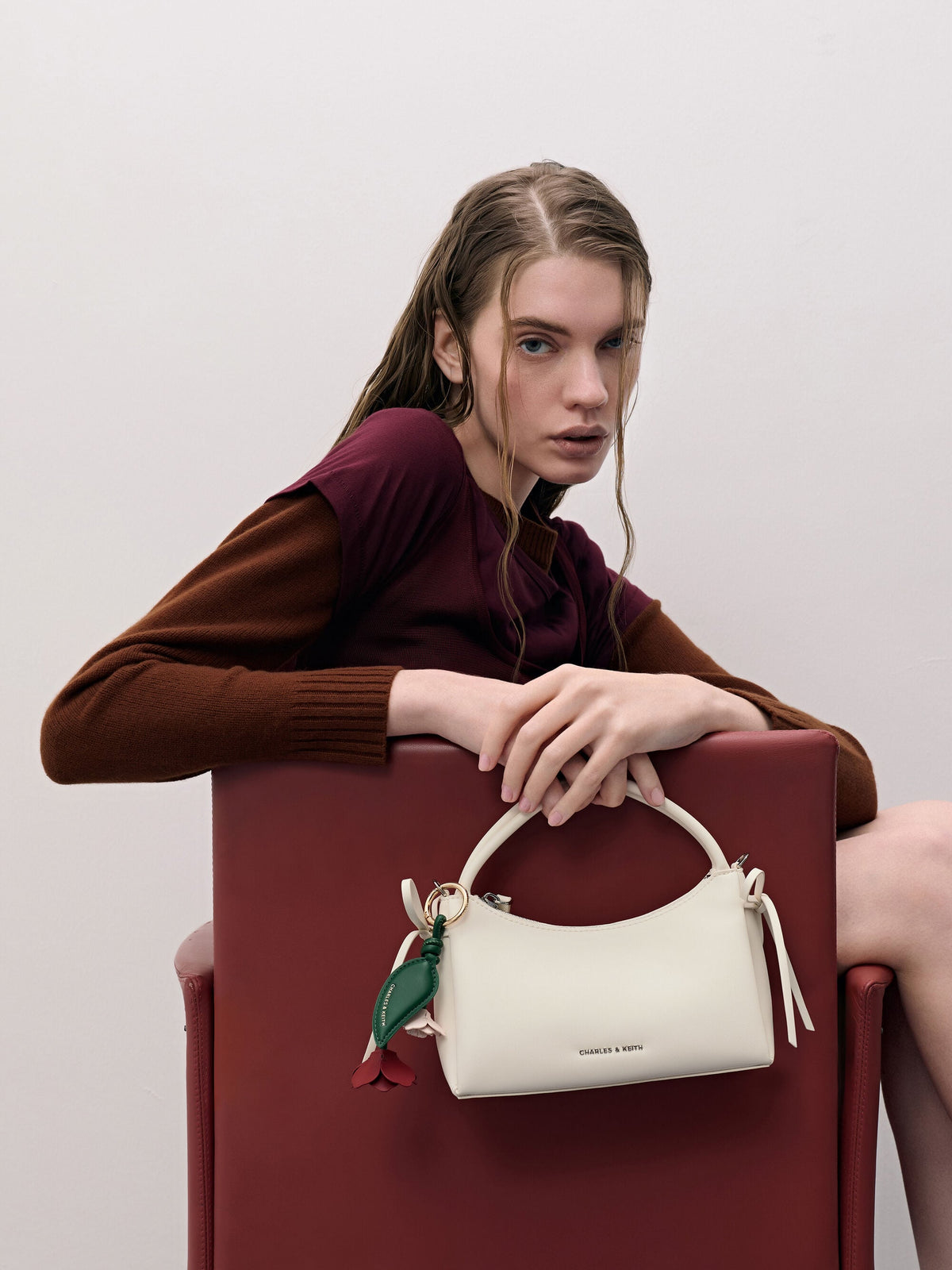 CHARLES & KEITH Signature / Hazel Bow Top Handle Bag - Cream