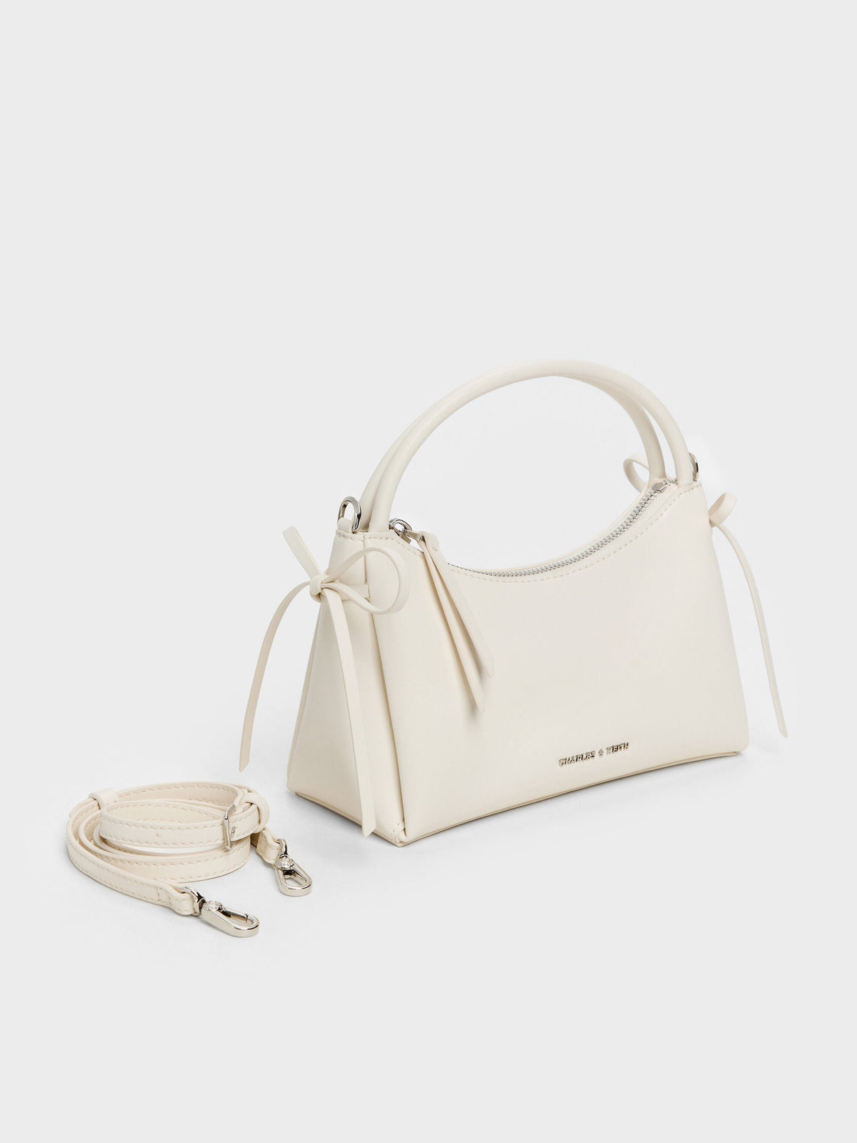 CHARLES & KEITH Signature / Hazel Bow Top Handle Bag - Cream