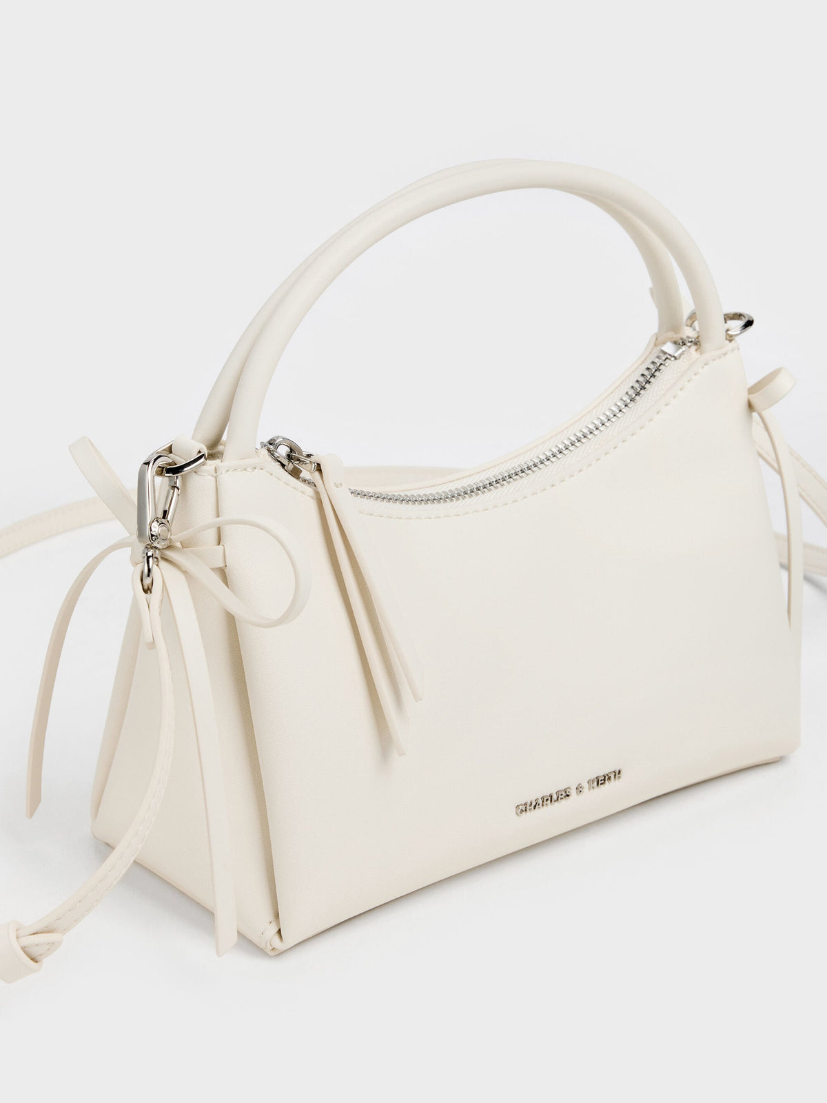 CHARLES & KEITH Signature / Hazel Bow Top Handle Bag - Cream
