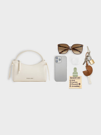 CHARLES & KEITH Signature / Hazel Bow Top Handle Bag - Cream