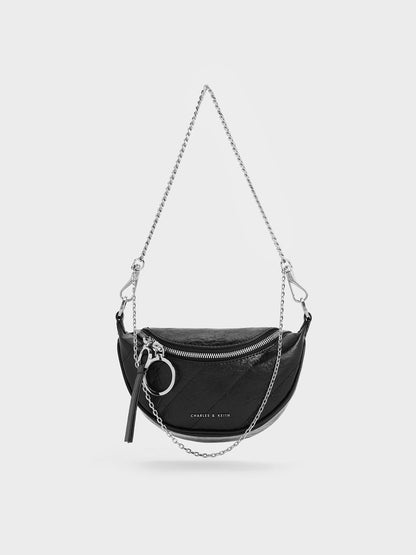 CHARLES & KEITH Sale / Philomena Half-Moon Crossbody Bag - Noir
