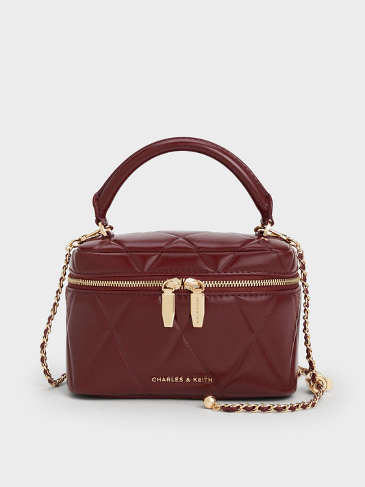 CHARLES & KEITH Special Offer / Arwen Quilted Vanity Bag - Burgundy