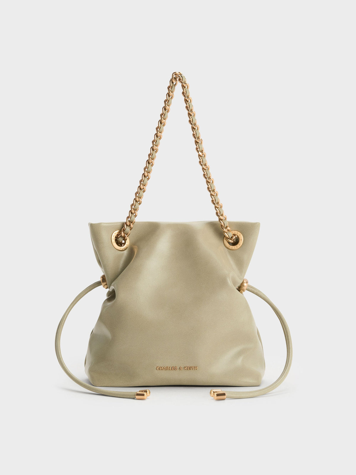 CHARLES & KEITH Smart Buy / Arya Braided-Chain Crossbody Bag - Pale Olive