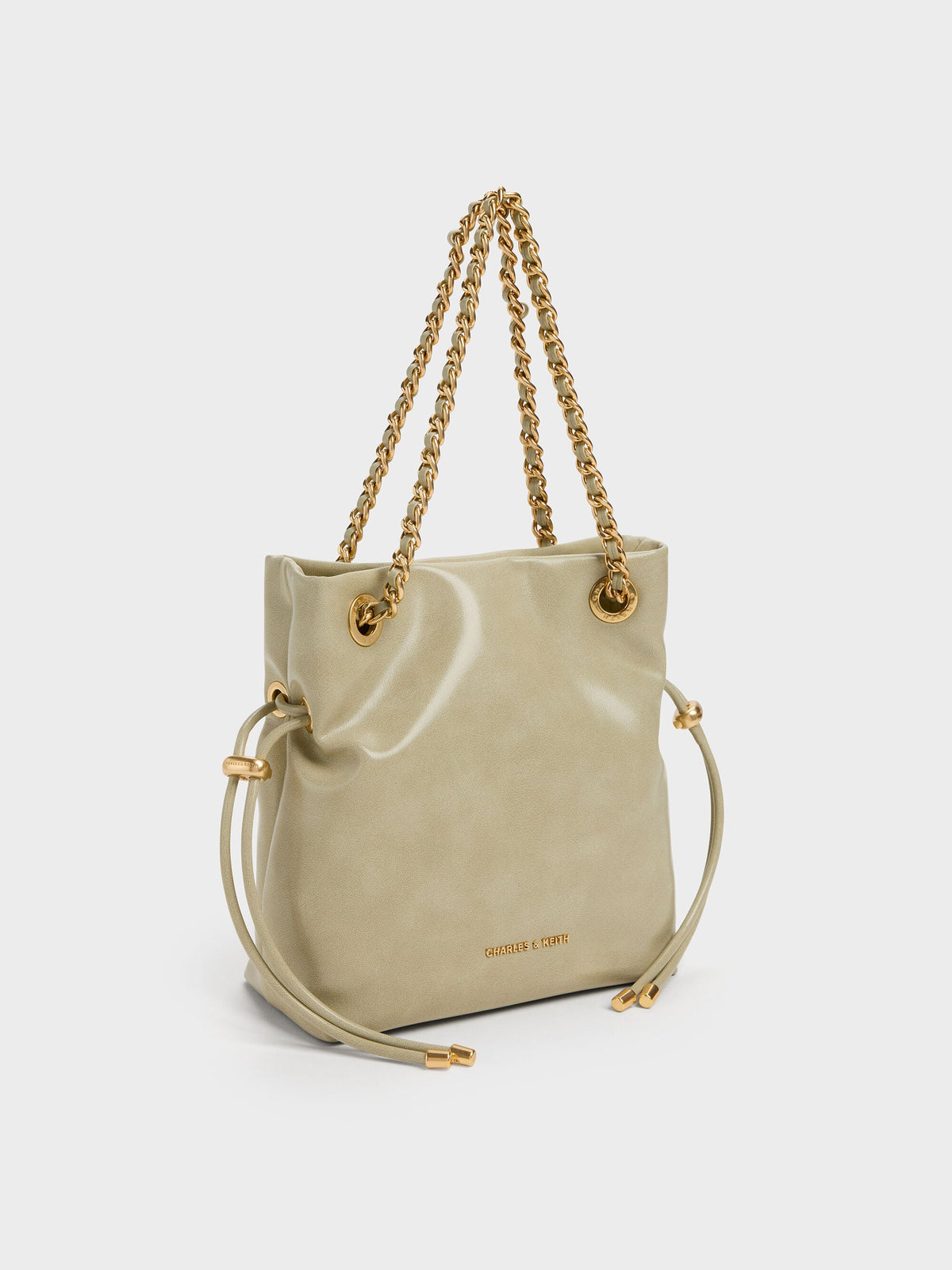 CHARLES & KEITH Smart Buy / Arya Braided-Chain Crossbody Bag - Pale Olive