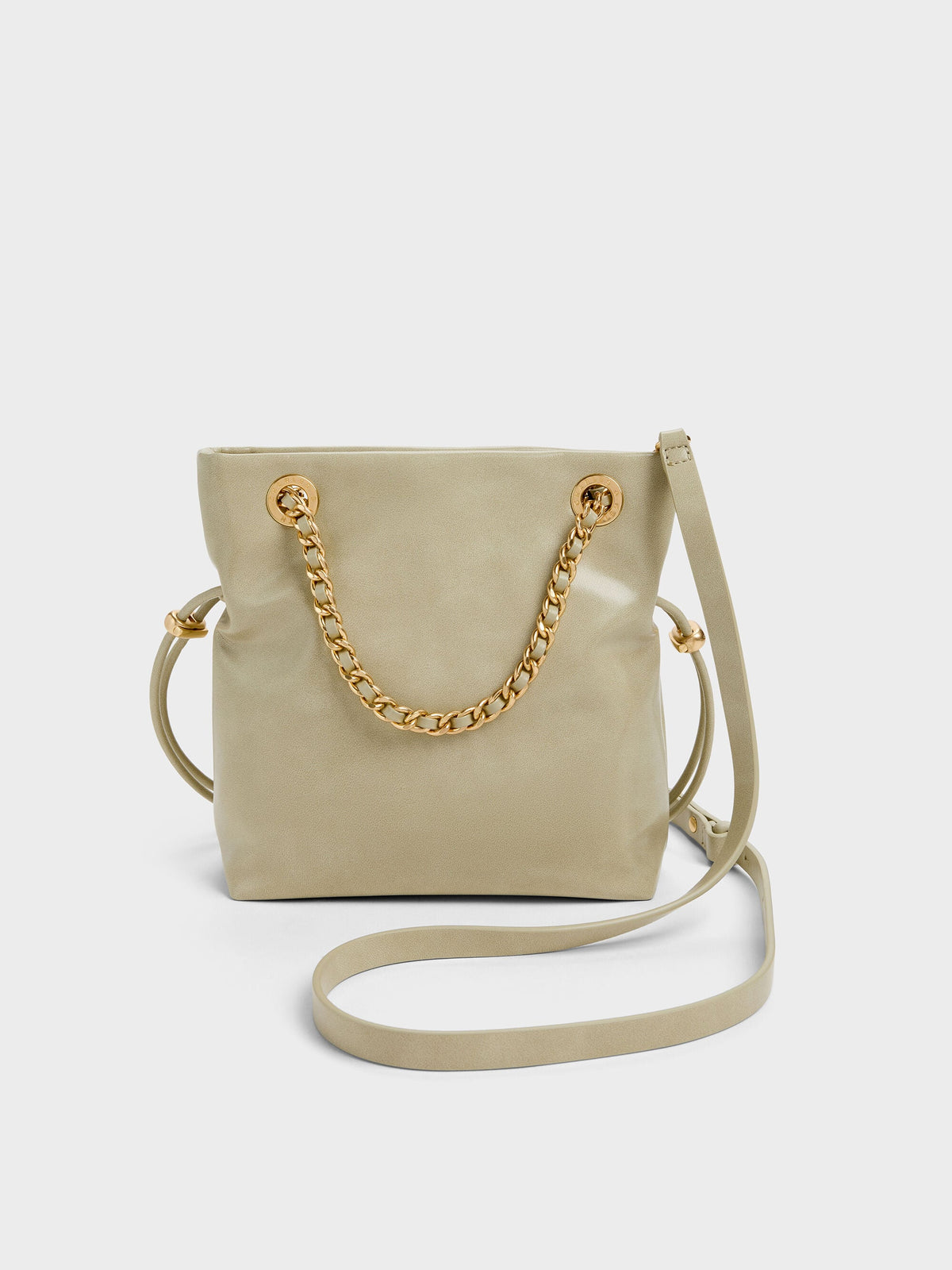CHARLES & KEITH Smart Buy / Arya Braided-Chain Crossbody Bag - Pale Olive