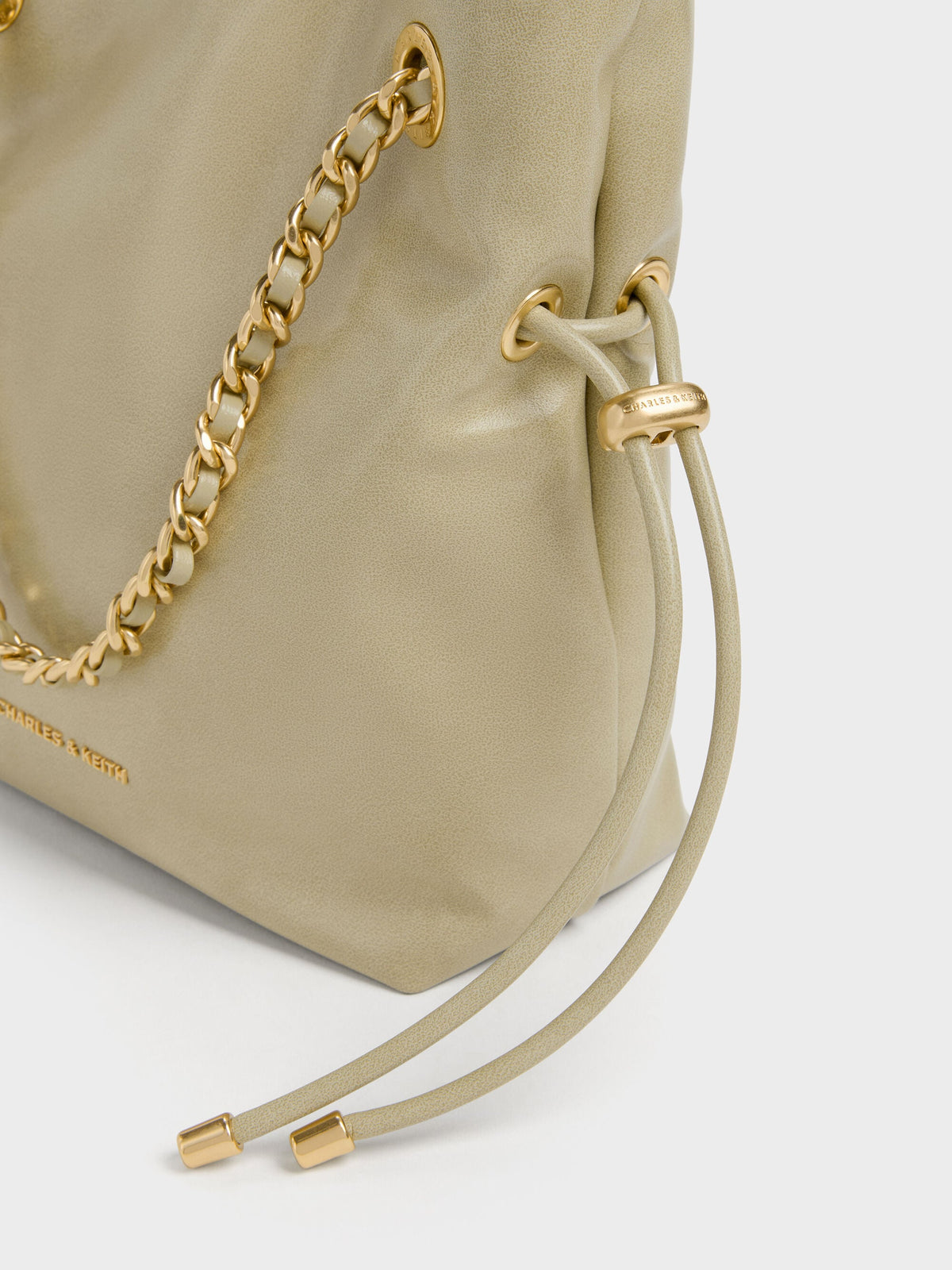 CHARLES & KEITH Smart Buy / Arya Braided-Chain Crossbody Bag - Pale Olive