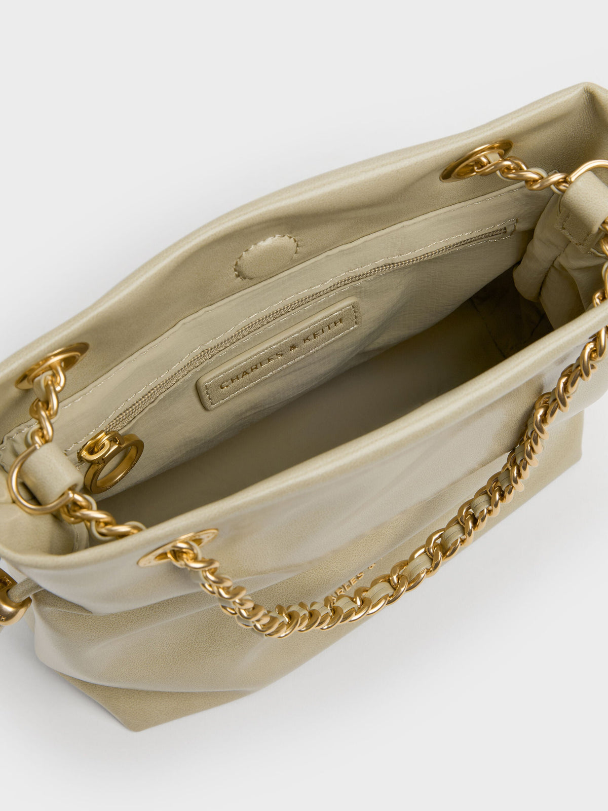 CHARLES & KEITH Smart Buy / Arya Braided-Chain Crossbody Bag - Pale Olive