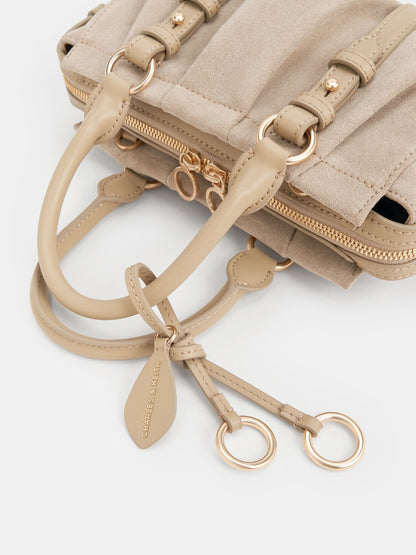 CHARLES & KEITH Signature / Britton Top Handle Tote Bag - Nutmeg Beige