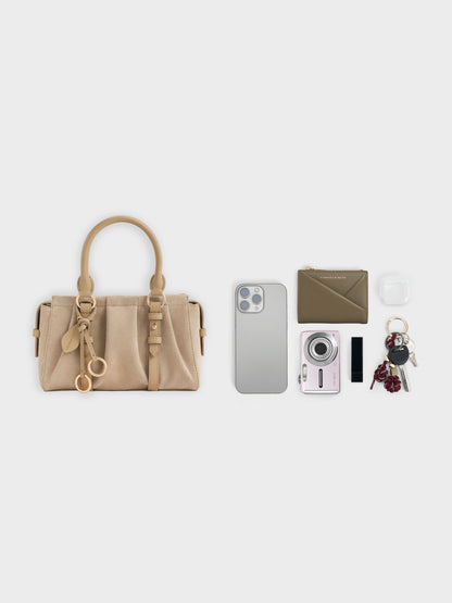 CHARLES & KEITH Signature / Britton Top Handle Tote Bag - Nutmeg Beige