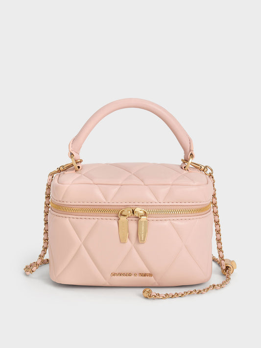 CHARLES & KEITH Sale / Arwen Quilted Top Handle Vanity Bag - Light Pink
