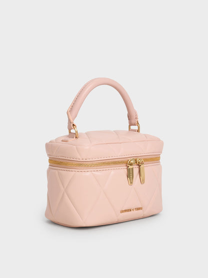CHARLES & KEITH Sale / Arwen Quilted Top Handle Vanity Bag - Light Pink