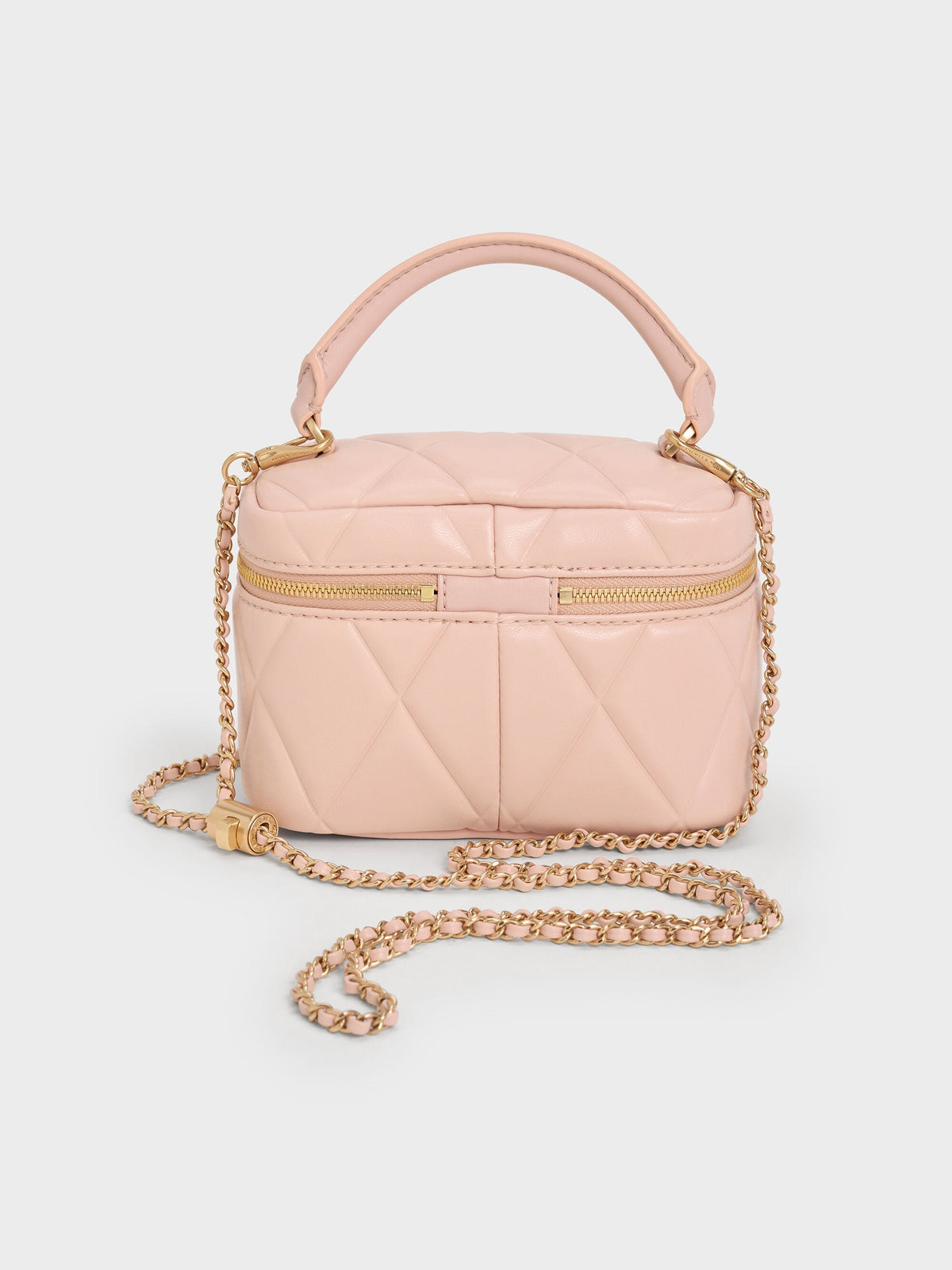 CHARLES & KEITH Sale / Arwen Quilted Top Handle Vanity Bag - Light Pink