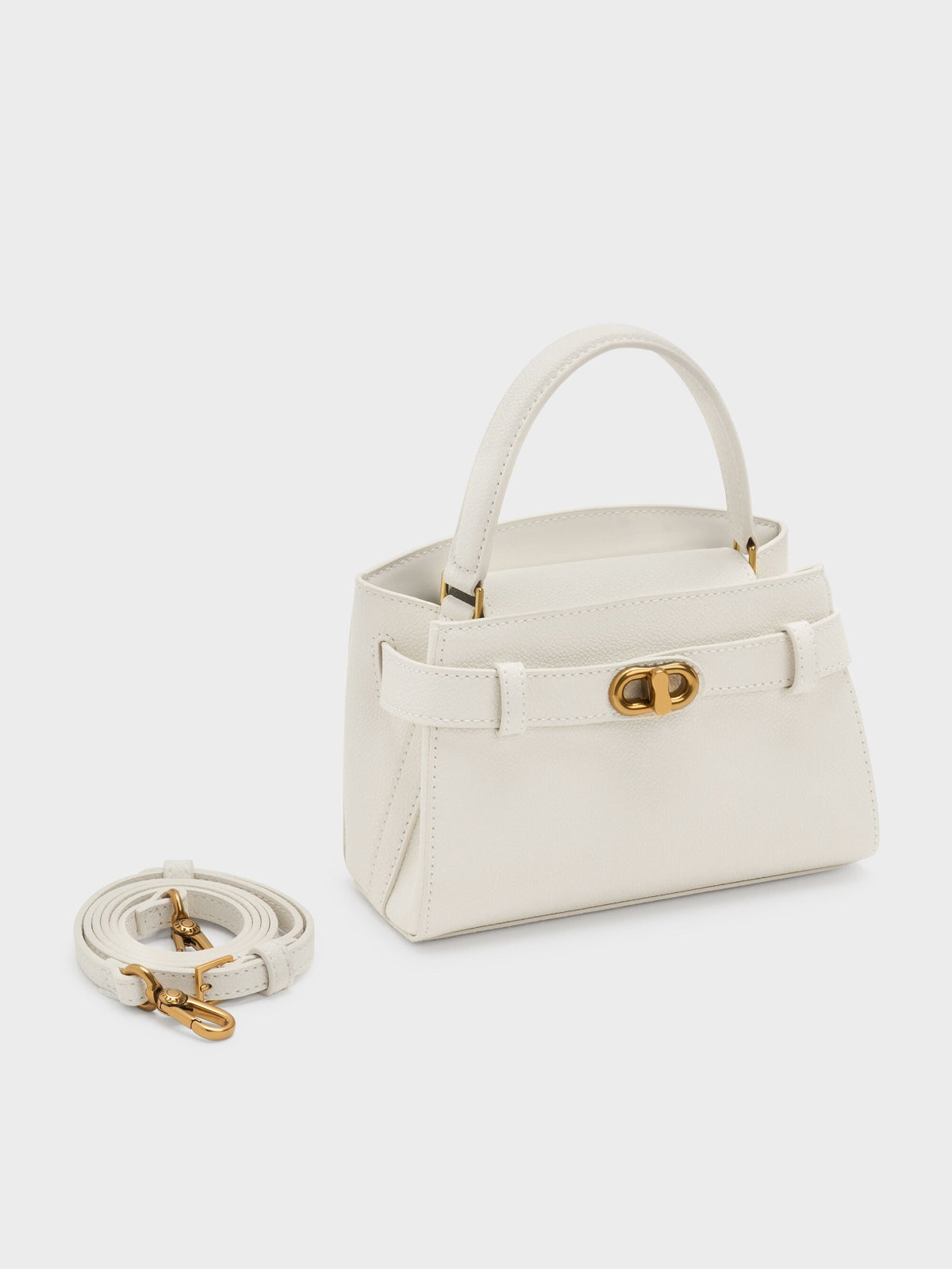 CHARLES & KEITH Deals / Aubrielle Belted Top Handle Bag - Cream