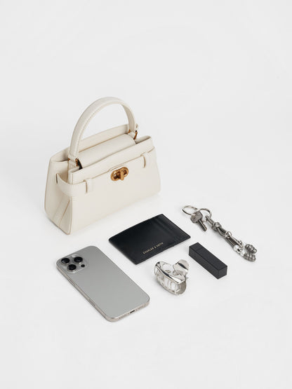CHARLES & KEITH Deals / Aubrielle Belted Top Handle Bag - Cream