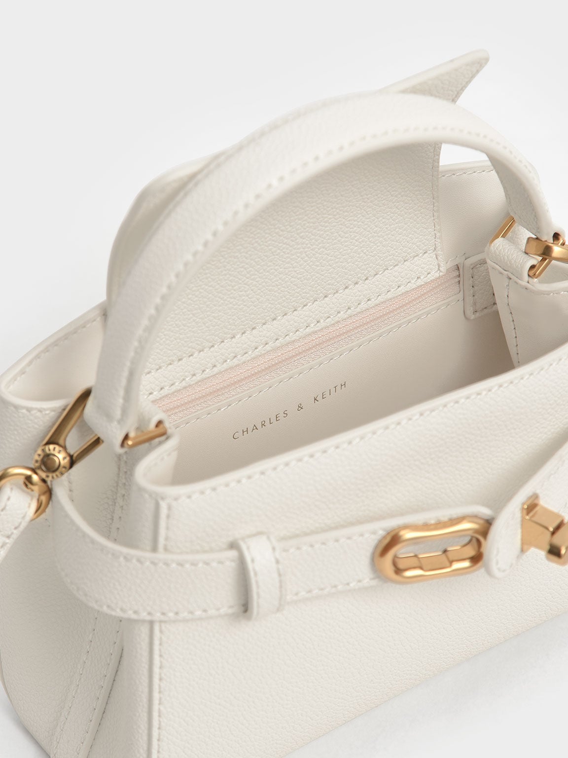 CHARLES & KEITH Deals / Aubrielle Belted Top Handle Bag - Cream