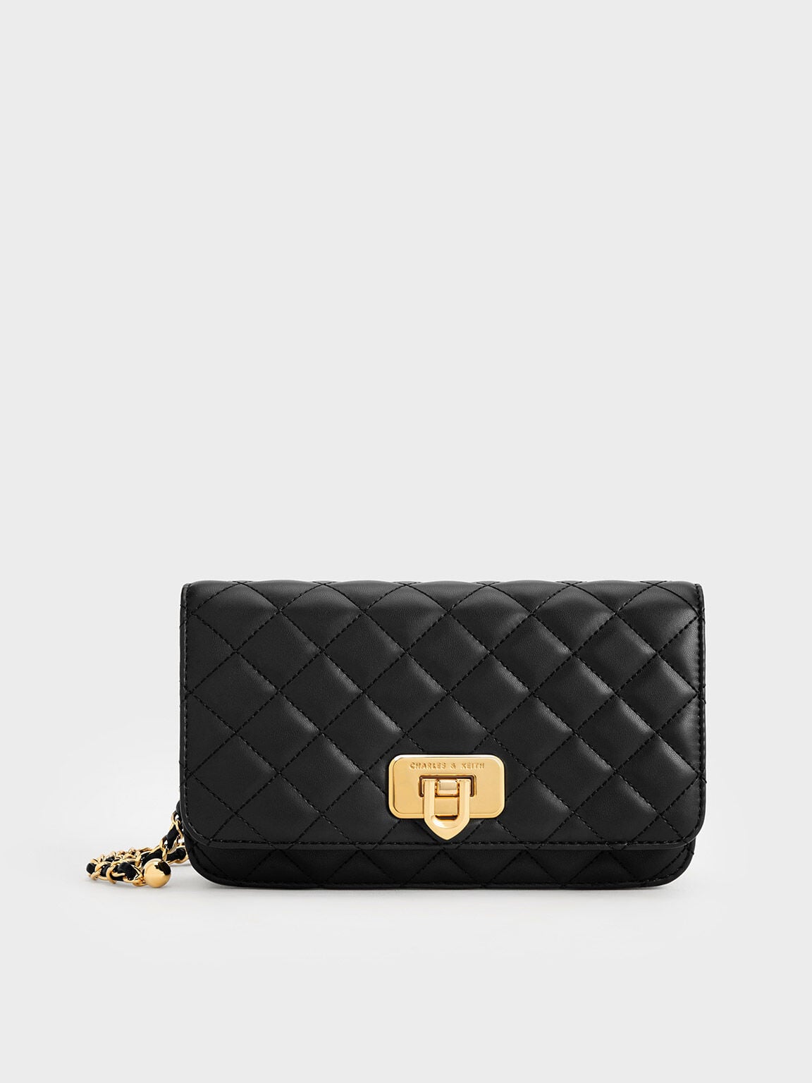 CHARLES & KEITH Premium / Cressida Quilted Push-Lock Clutch - Black