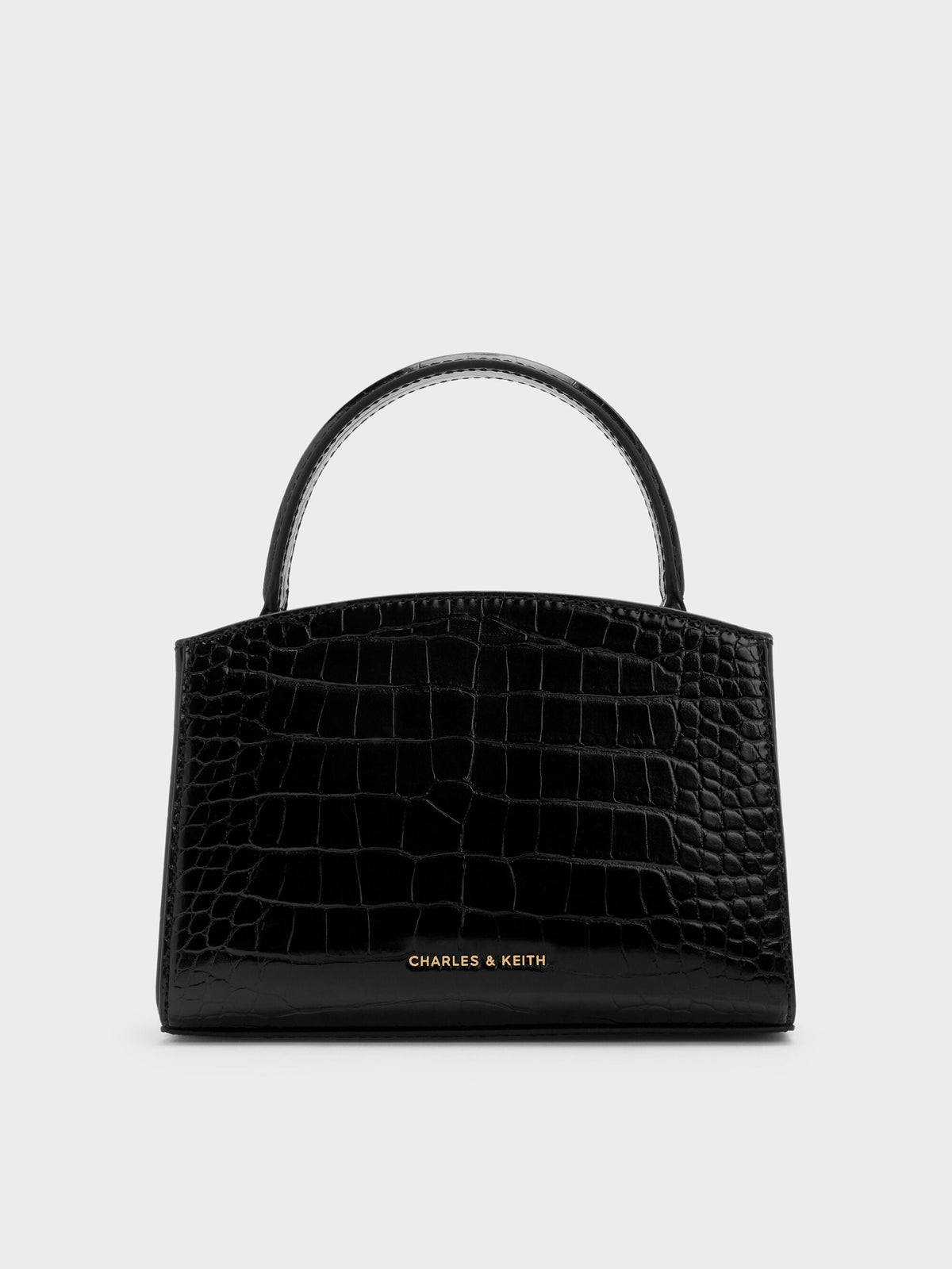 CHARLES & KEITH Discount / Aubrielle Croc-Effect Belted Top Handle Bag - Black