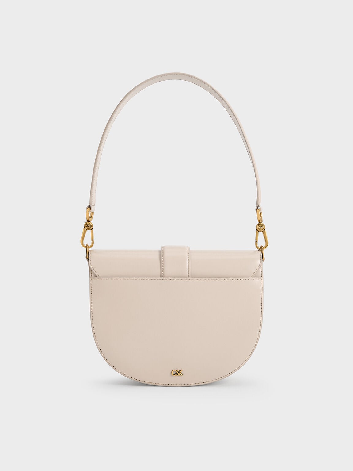 CHARLES & KEITH Deals / Gabine Leather Saddle Bag - Oat