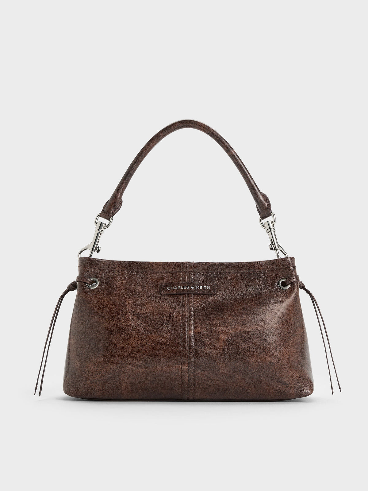 CHARLES & KEITH Great Value / Noane Top Handle Bag - Distressed Coffee