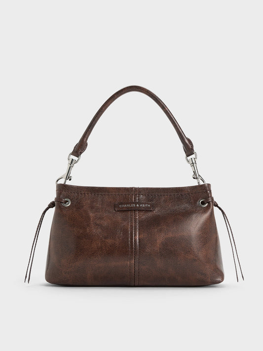 CHARLES & KEITH Great Value / Noane Top Handle Bag - Distressed Coffee