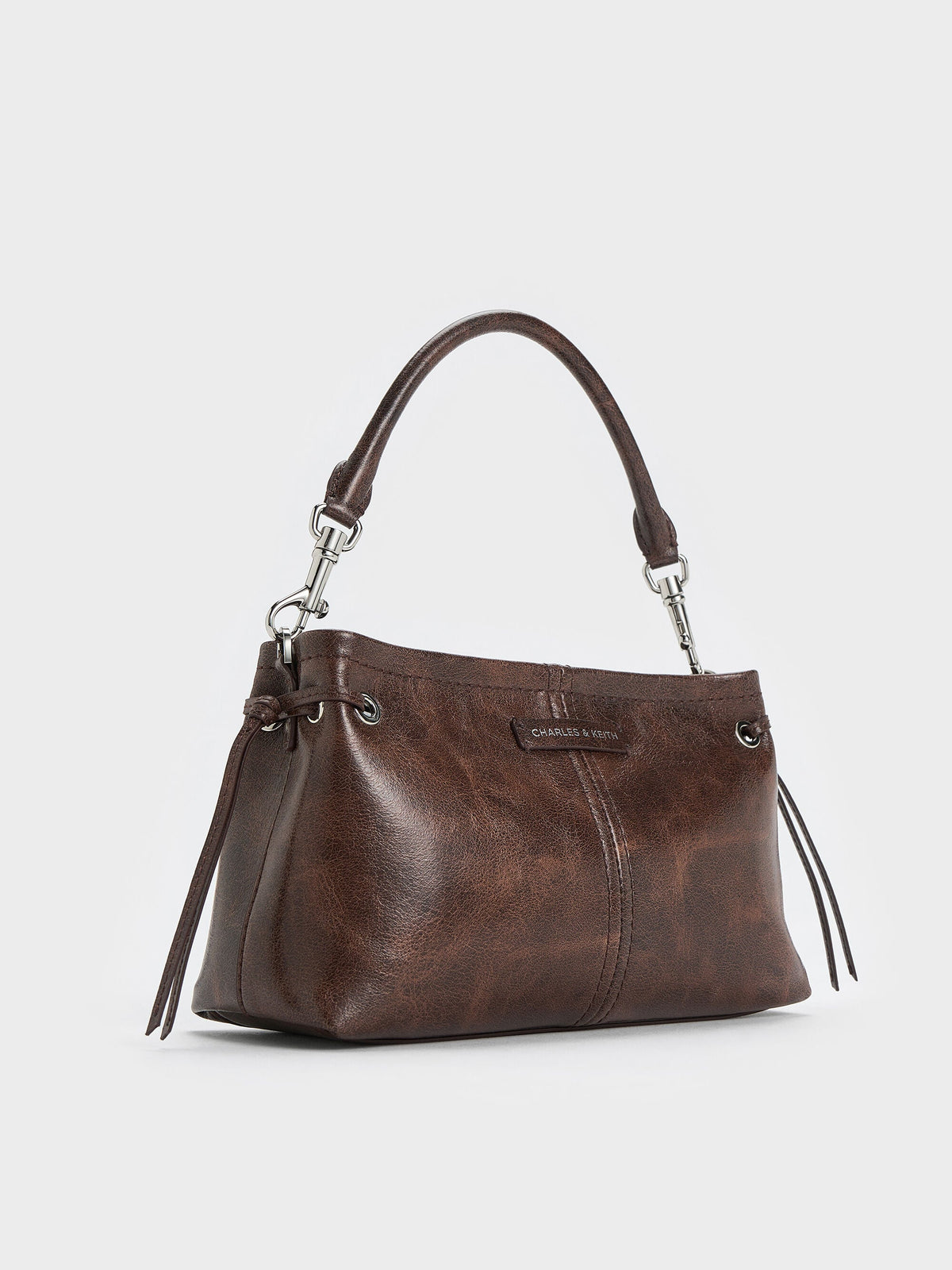 CHARLES & KEITH Great Value / Noane Top Handle Bag - Distressed Coffee