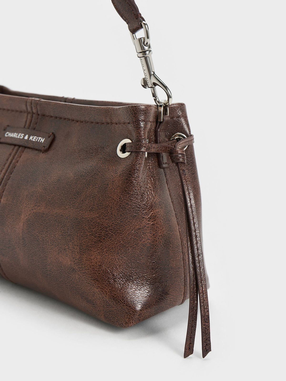 CHARLES & KEITH Great Value / Noane Top Handle Bag - Distressed Coffee