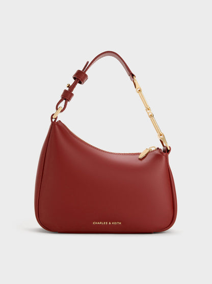 CHARLES & KEITH Everyday / Mini Agatha Chain-Strap Shoulder Bag - Burgundy