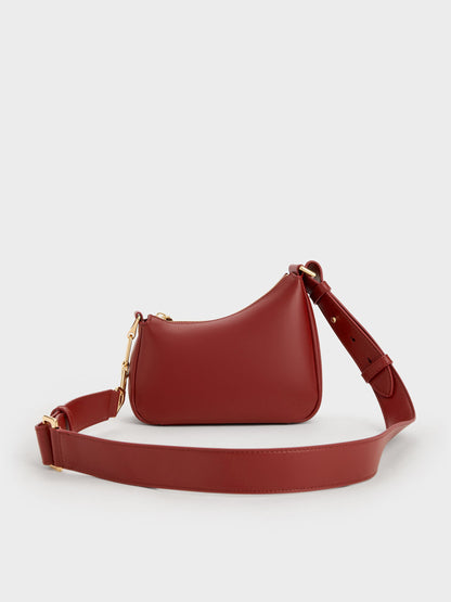 CHARLES & KEITH Everyday / Mini Agatha Chain-Strap Shoulder Bag - Burgundy