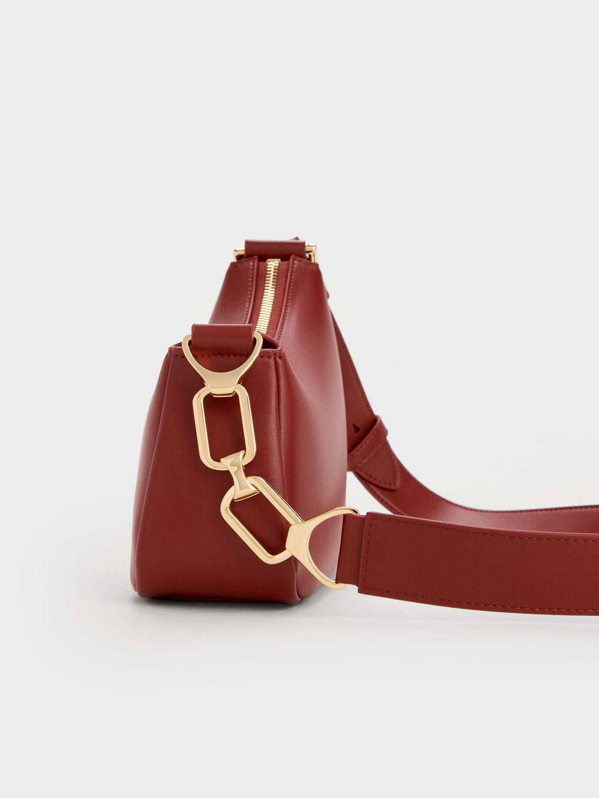 CHARLES & KEITH Everyday / Mini Agatha Chain-Strap Shoulder Bag - Burgundy