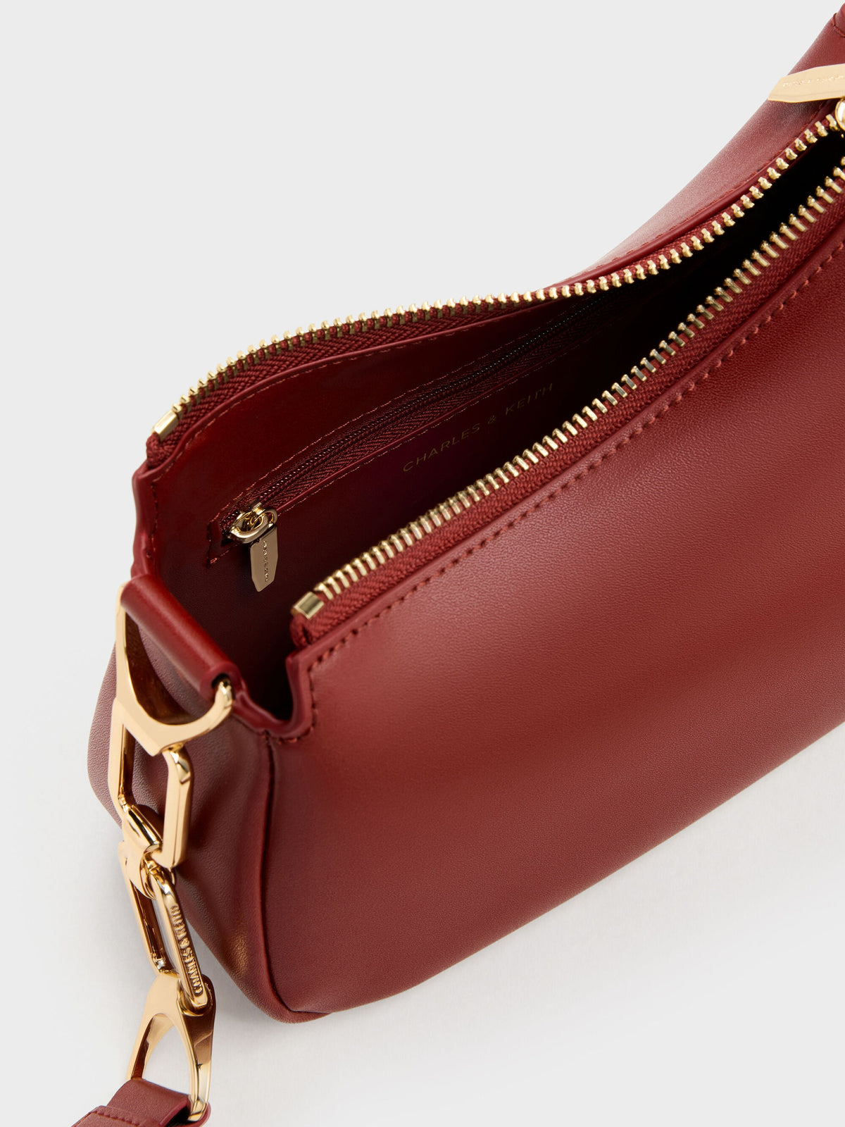 CHARLES & KEITH Everyday / Mini Agatha Chain-Strap Shoulder Bag - Burgundy