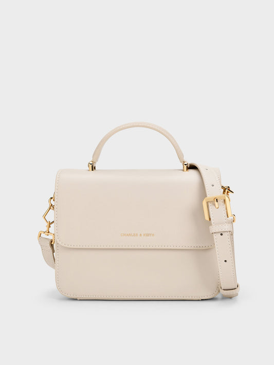 CHARLES & KEITH Quality / Octavia Front Flap Top Handle Bag - Ivory