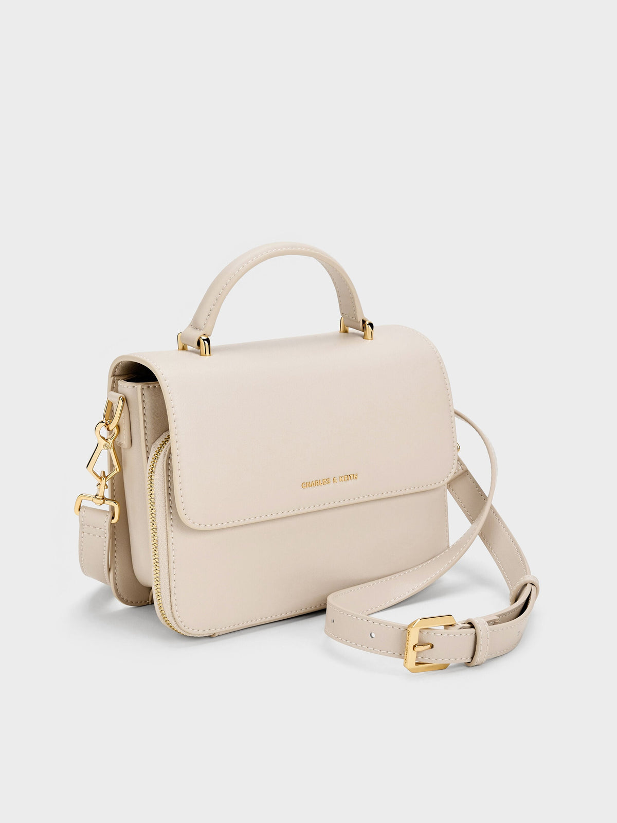 CHARLES & KEITH Quality / Octavia Front Flap Top Handle Bag - Ivory