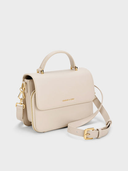 CHARLES & KEITH Quality / Octavia Front Flap Top Handle Bag - Ivory