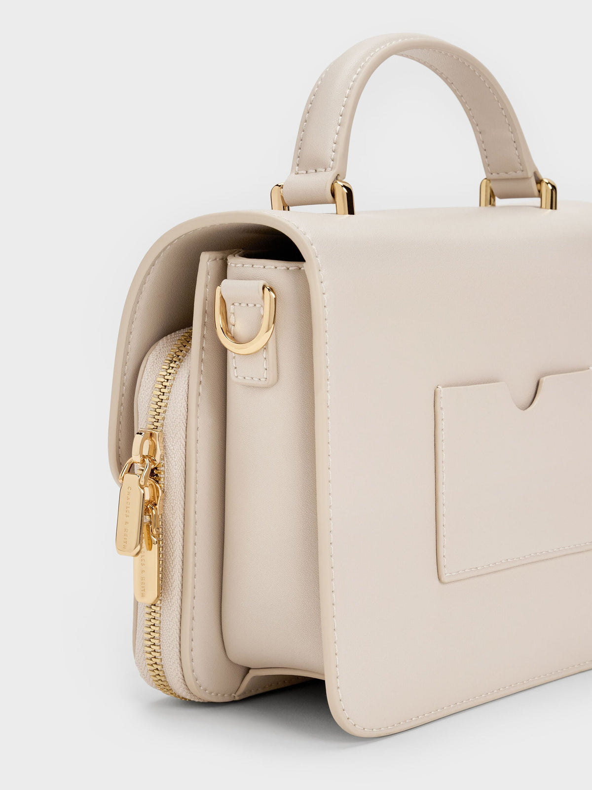 CHARLES & KEITH Quality / Octavia Front Flap Top Handle Bag - Ivory