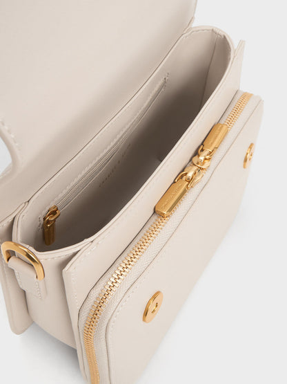 CHARLES & KEITH Quality / Octavia Front Flap Top Handle Bag - Ivory
