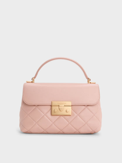 CHARLES & KEITH Great Value / Alva Quilted Top Handle Bag - Light Pink