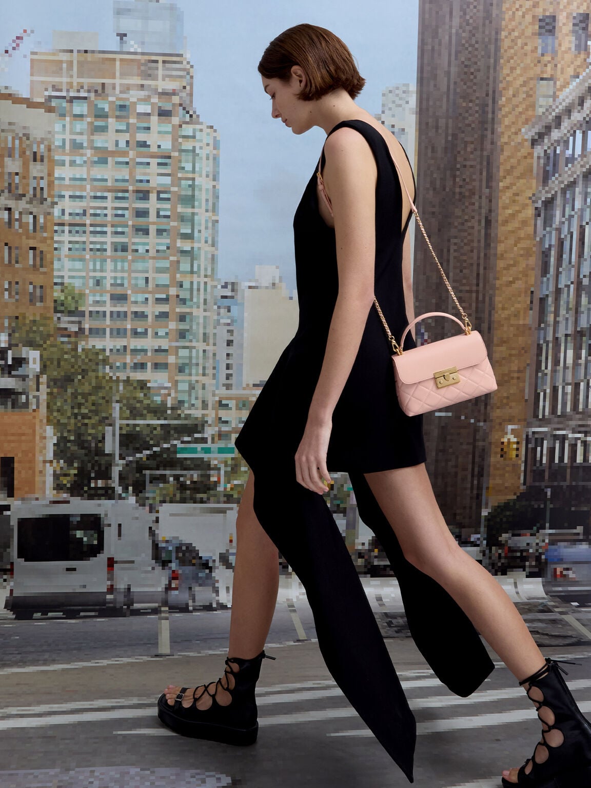 CHARLES & KEITH Great Value / Alva Quilted Top Handle Bag - Light Pink