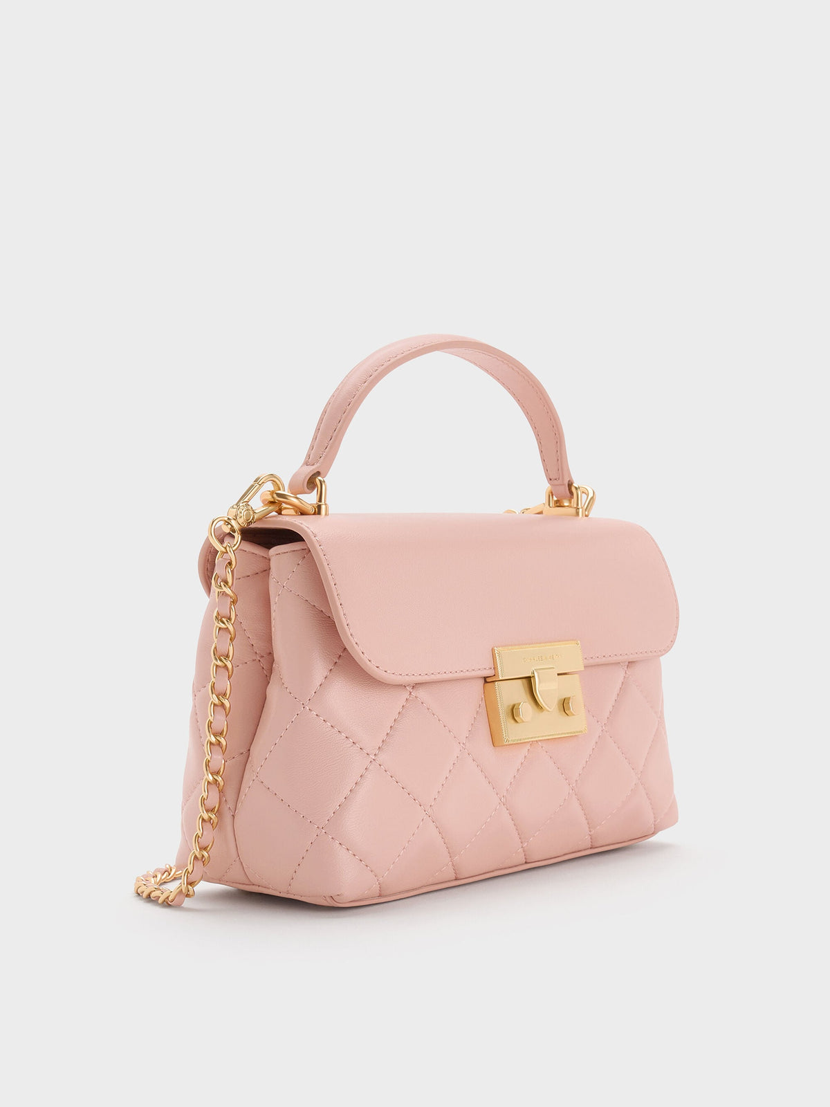 CHARLES & KEITH Great Value / Alva Quilted Top Handle Bag - Light Pink