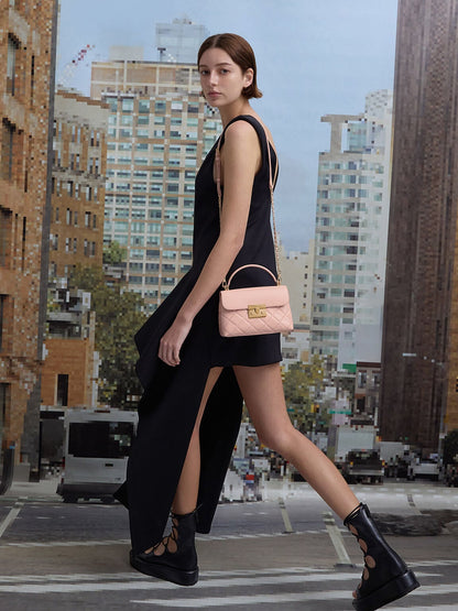 CHARLES & KEITH Great Value / Alva Quilted Top Handle Bag - Light Pink