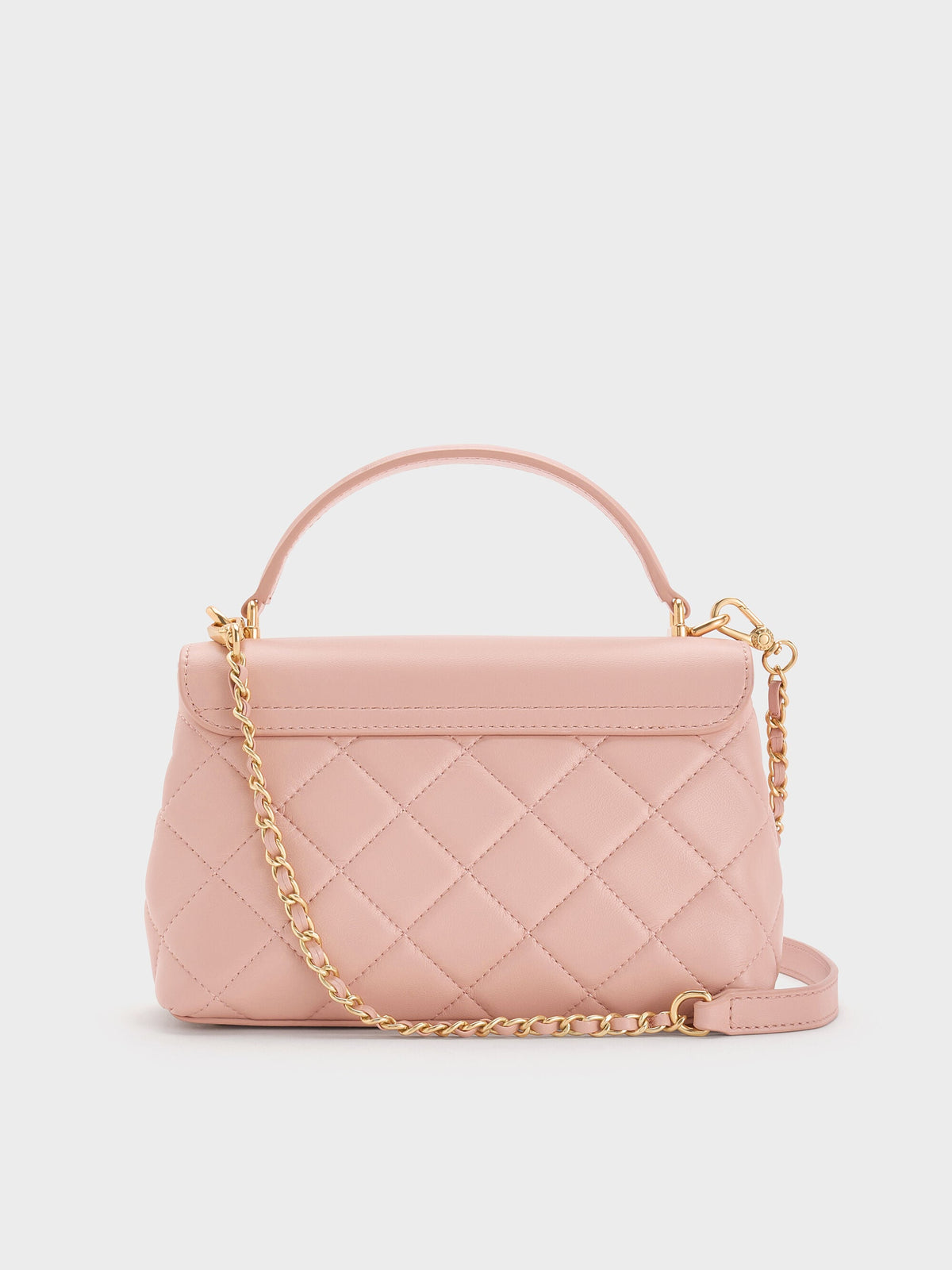 CHARLES & KEITH Great Value / Alva Quilted Top Handle Bag - Light Pink