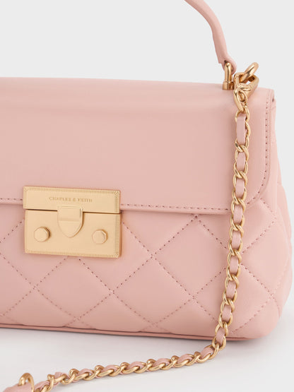 CHARLES & KEITH Great Value / Alva Quilted Top Handle Bag - Light Pink