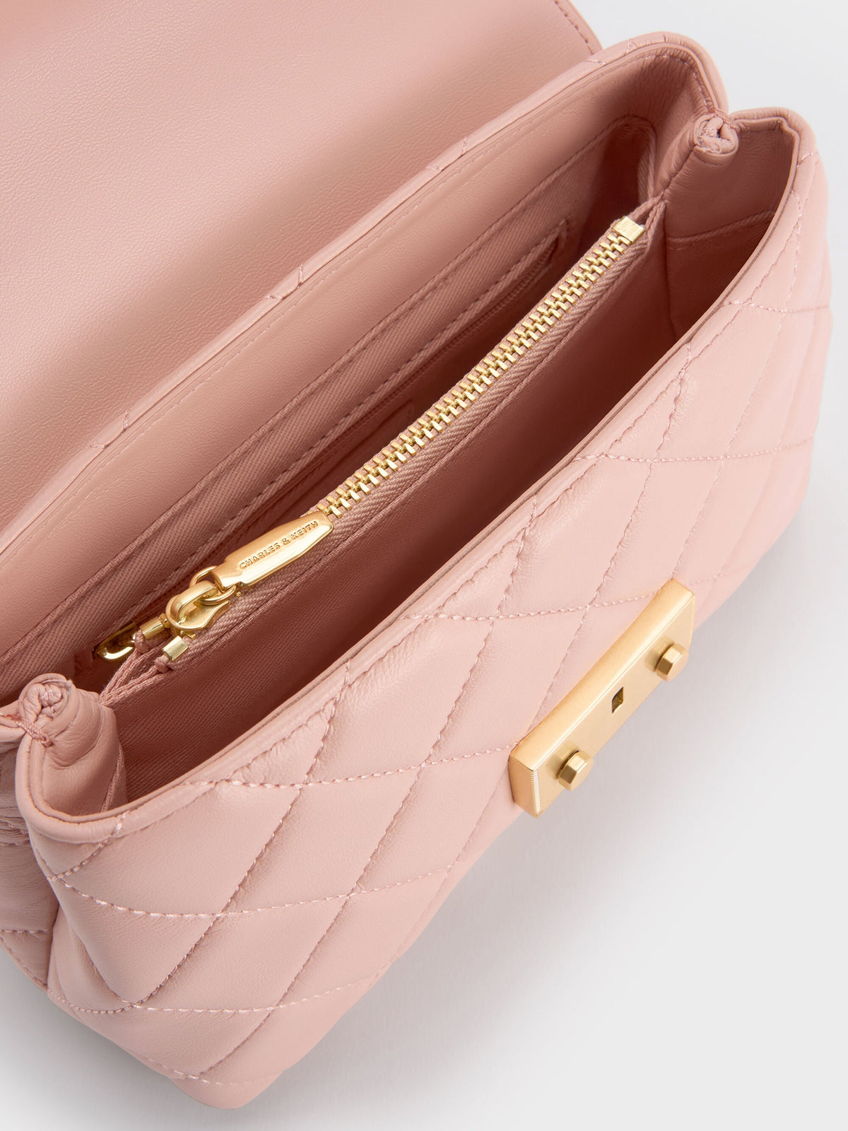 CHARLES & KEITH Great Value / Alva Quilted Top Handle Bag - Light Pink