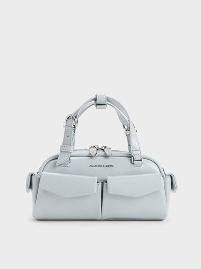 CHARLES & KEITH Essential / Rachel Multi-Pocket Bowling Bag - Sea Salt Blue