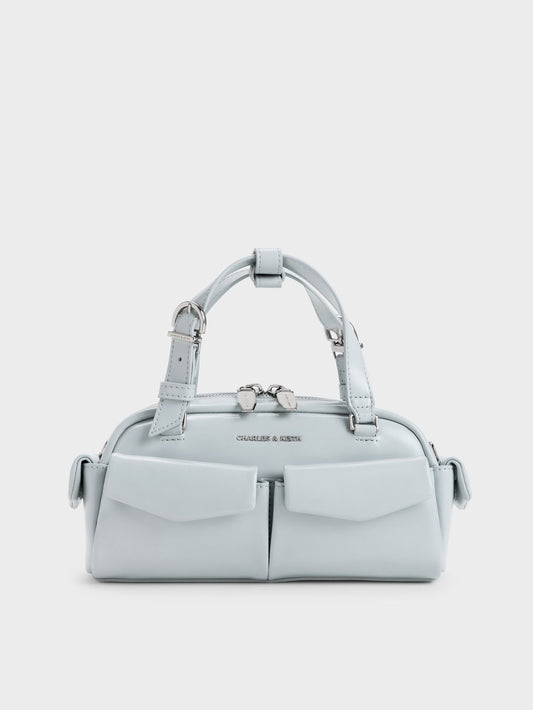 CHARLES & KEITH Essential / Rachel Multi-Pocket Bowling Bag - Sea Salt Blue