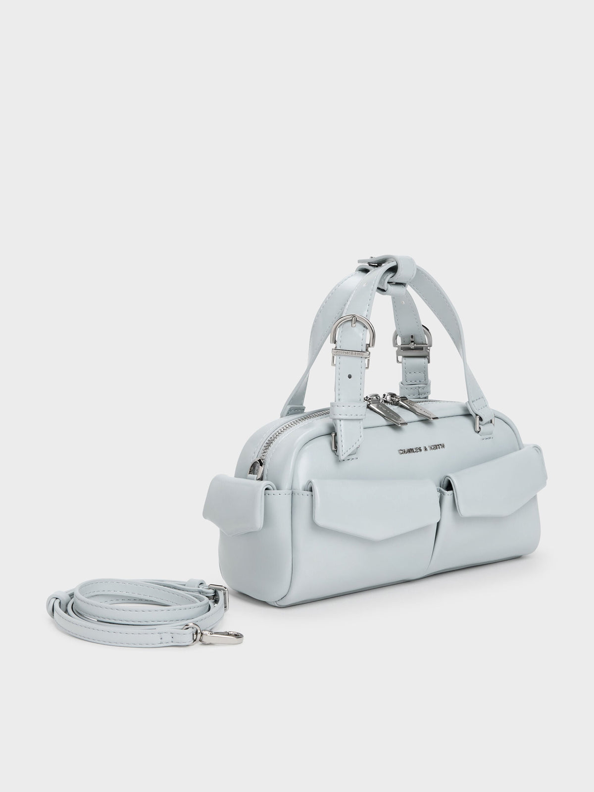 CHARLES & KEITH Essential / Rachel Multi-Pocket Bowling Bag - Sea Salt Blue