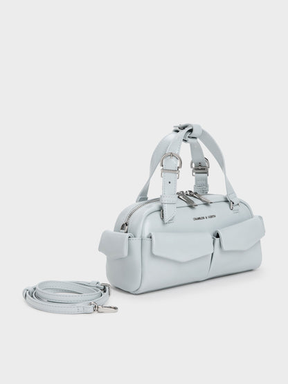 CHARLES & KEITH Essential / Rachel Multi-Pocket Bowling Bag - Sea Salt Blue