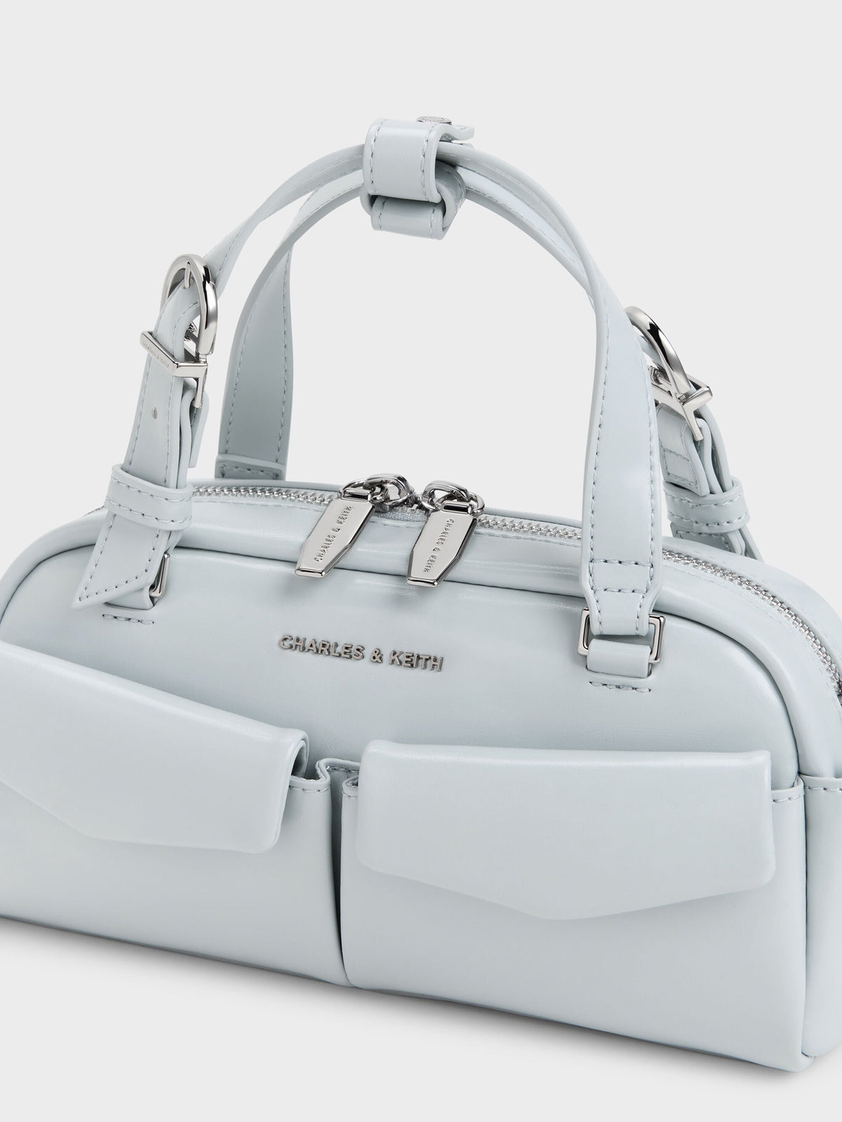 CHARLES & KEITH Essential / Rachel Multi-Pocket Bowling Bag - Sea Salt Blue