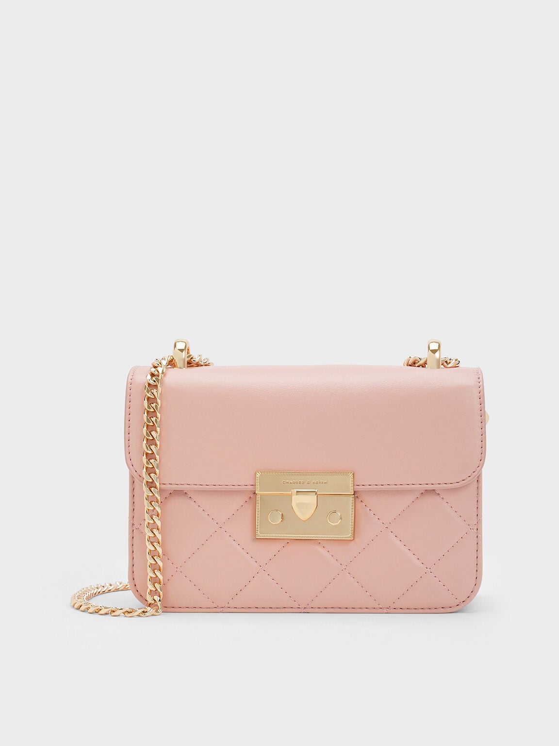 CHARLES & KEITH Signature / Alva Quilted Chain-Handle Bag - Light Pink