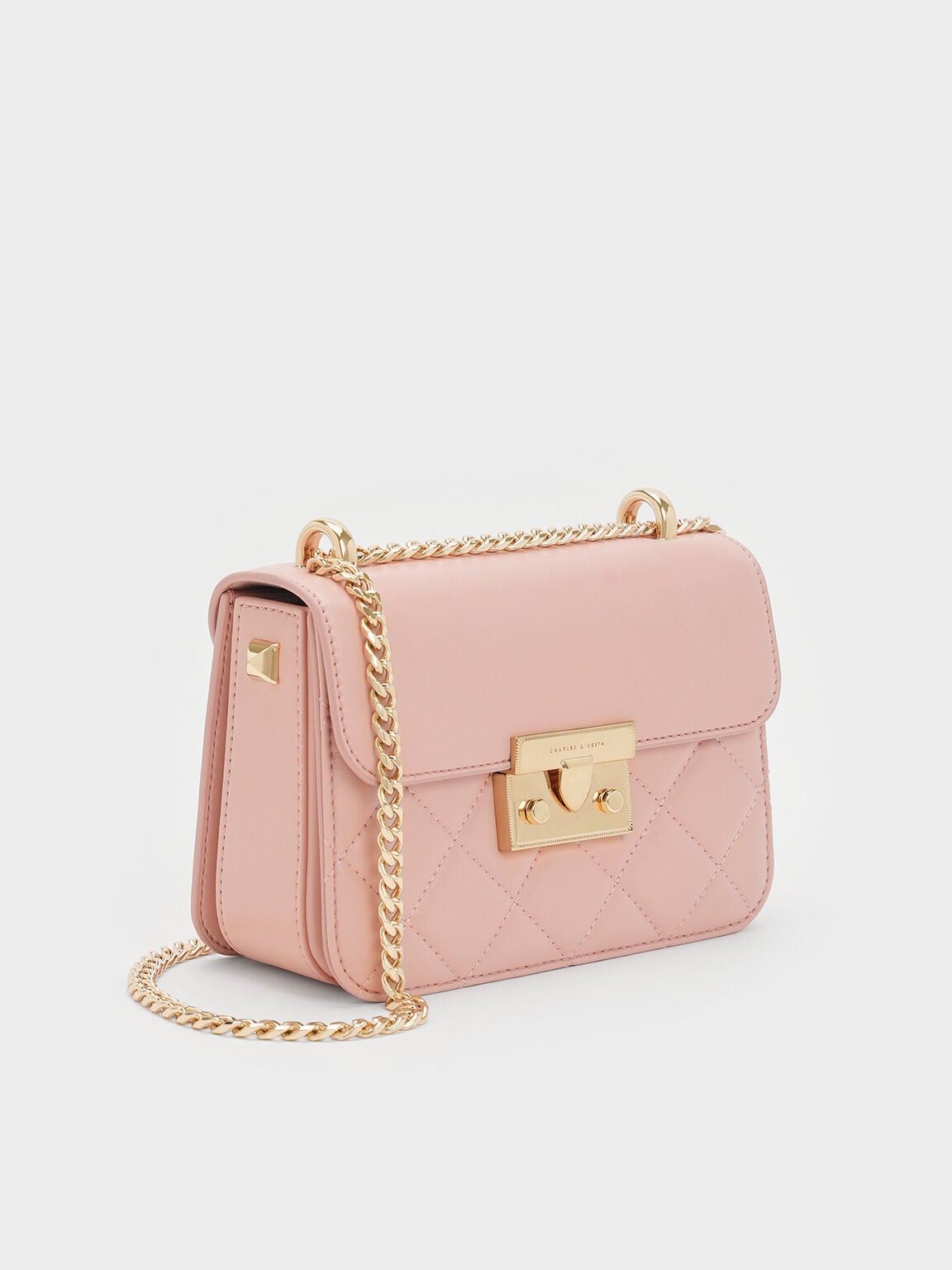 CHARLES & KEITH Signature / Alva Quilted Chain-Handle Bag - Light Pink